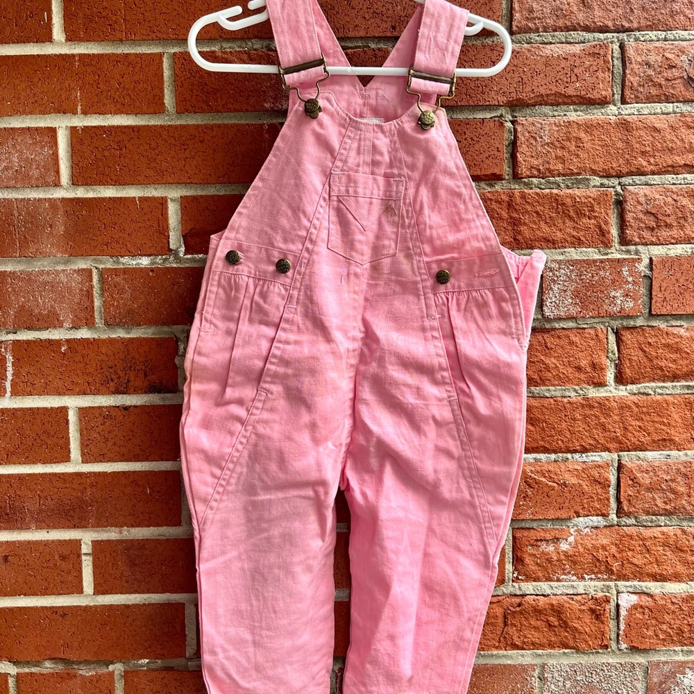 Pink Overalls with Brass Buckles